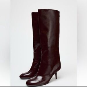 NEW  ZARA LUXURY SHAFT  BURGUNDY BOOTS SIZE EUR 36 USA 6 /